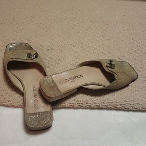 Louis Vuitton Beige Mules with Bow Accent